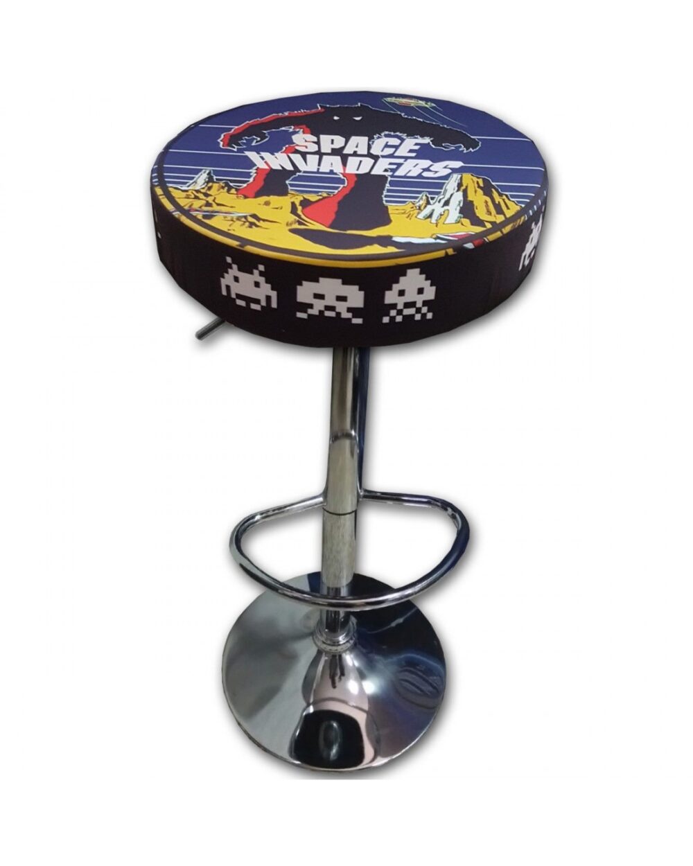 Taburete cromado arcade del juego Space Invaders